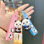 Cute Hold Bamboo Panda Keychain Silicone Giant Panda Schoolbag Doll Pendant Car Keyring Accessories Ornaments Small Gift