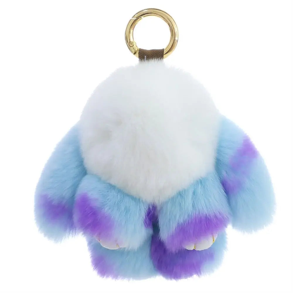 Plush Dolls Rabbit Fur Keychain Bags Pendant Bag Charm Bunny Keychain Cute Fuffy Alloy Ring Plush Rabbit Key Ring Kids Gift