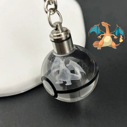 Pokemon Crystal Ball 3D Pikachu Mewtwo Mew Gengar keychain Pokeball Crystal Pokemon Glass Ball Figure Birthday Gift