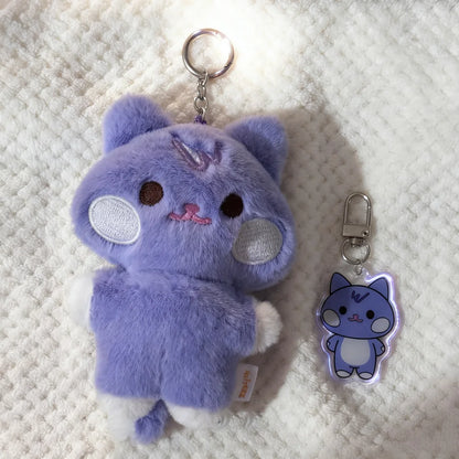 2pcs Kpop Ateez Aniteez Cartoon Character Plush Pendant with Acrylic Keychain Keyring San Bag Accessories Fans Gift Collection