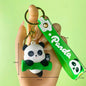 Cute Hold Bamboo Panda Keychain Silicone Giant Panda Schoolbag Doll Pendant Car Keyring Accessories Ornaments Small Gift