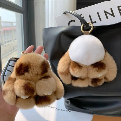 Plush Dolls Rabbit Fur Keychain Bags Pendant Bag Charm Bunny Keychain Cute Fuffy Alloy Ring Plush Rabbit Key Ring Kids Gift
