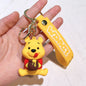 Winnie The Pooh Keychain Cute Bag Decoration Cartoon Couple Silicone Doll Piglet Tigger Eeyore Car Keyring Festival Gifts