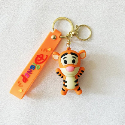 Winnie The Pooh Keychain Cute Bag Decoration Cartoon Couple Silicone Doll Piglet Tigger Eeyore Car Keyring Festival Gifts