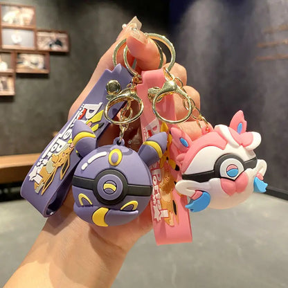 Pokemon Anime Eevee Family Keychain Kawaii Umbreon Shoulder Bag Schoolbag Pendant Cute Sylveon Car Keychain Accessories Gift