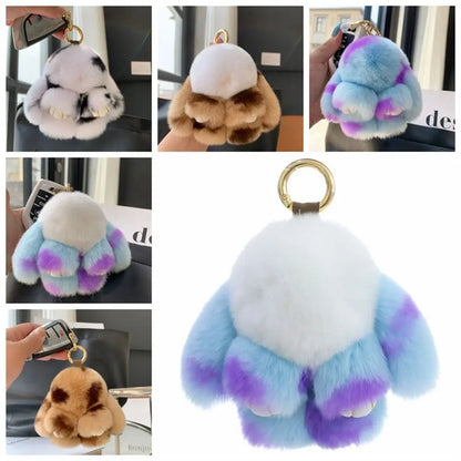 Plush Dolls Rabbit Fur Keychain Bags Pendant Bag Charm Bunny Keychain Cute Fuffy Alloy Ring Plush Rabbit Key Ring Kids Gift