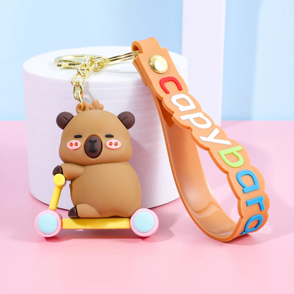 Cute Capybara Keychain Creative Cartoon Animal Pendant For Women Doll Keyring Ornament Car Key Accessories Holiday Gift Jewelry