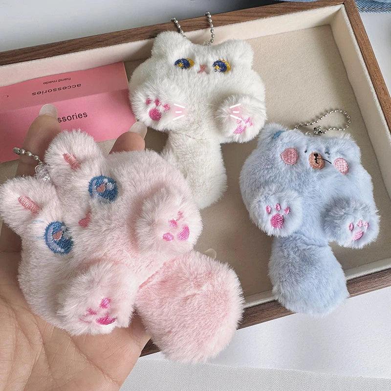 Fluffy Plush Cat Doll Keychain Cute Backpack Bag Pendant Gift For Children Girlfriend