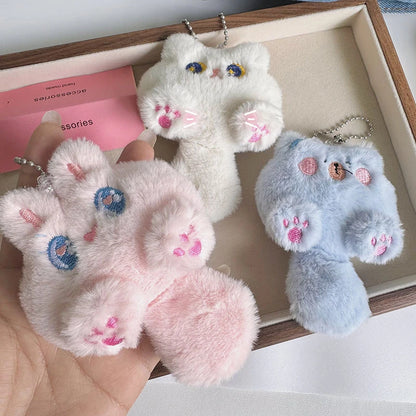 Fluffy Plush Cat Doll Keychain Cute Backpack Bag Pendant Gift For Children Girlfriend