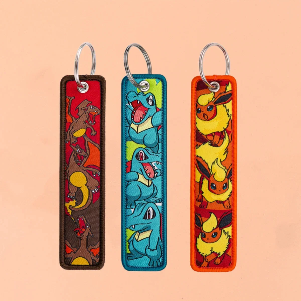Pokémon Anime Elf Monsters Keychain for Cars Backpack Key Holders Embroidery Keyrings Key Tag Jet Tag Accessories Gifts
