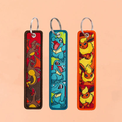Pokémon Anime Elf Monsters Keychain for Cars Backpack Key Holders Embroidery Keyrings Key Tag Jet Tag Accessories Gifts