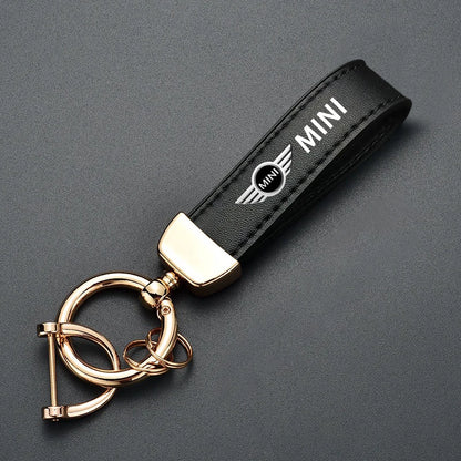 1PC Simple PU Leather Keychain Women Men Car Key Ring Chain For MINI Cooper R56 F56 R50 JCW Cabrio Aceman Countryman Coupe WORKS
