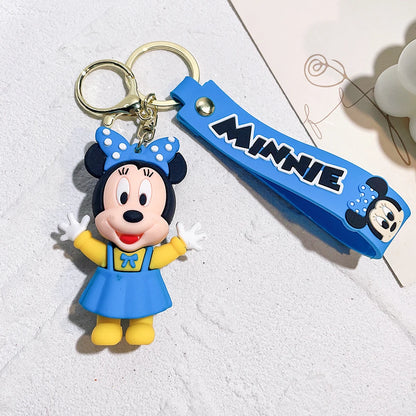 Disney PVC Figure Mickey and Minnie Mouse Keychains Creative Gift Car Metal Key Chain Accessories Gift for Friend