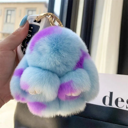 Plush Dolls Rabbit Fur Keychain Bags Pendant Bag Charm Bunny Keychain Cute Fuffy Alloy Ring Plush Rabbit Key Ring Kids Gift