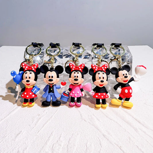 Mickey Minnie PVC Keychain Doll Action Figural Couple Car Key Chain Pendant Hanging Ornaments Wedding Gifts
