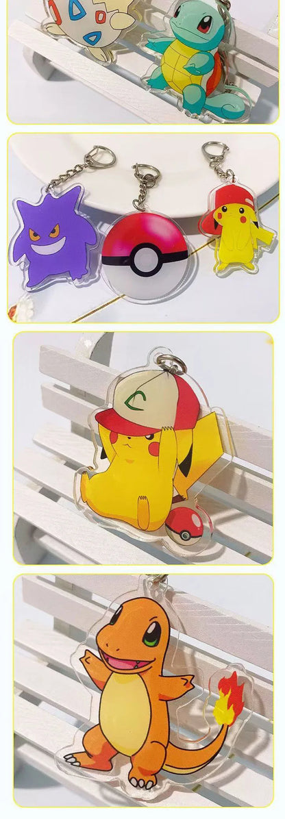 Pokemon Characters Pikachu Bulbasaur Acrylic Keychain Bag Charms Accessories Backpack Pendant Key Holder Friend Gifts