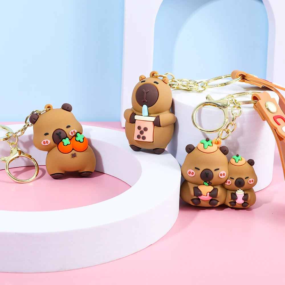 Cute Capybara Keychain Creative Cartoon Animal Pendant For Women Doll Keyring Ornament Car Key Accessories Holiday Gift Jewelry