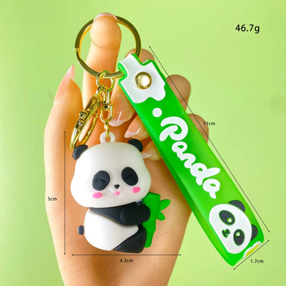 Cute Hold Bamboo Panda Keychain Silicone Giant Panda Schoolbag Doll Pendant Car Keyring Accessories Ornaments Small Gift