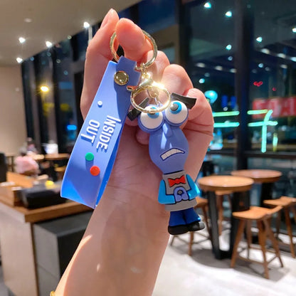 Anime Inside Out Figure Keychains Cute Cartoon Character Schoolbag Pendant Soft Glue Doll Bag Charm Keyring Jewelry Kids Toys