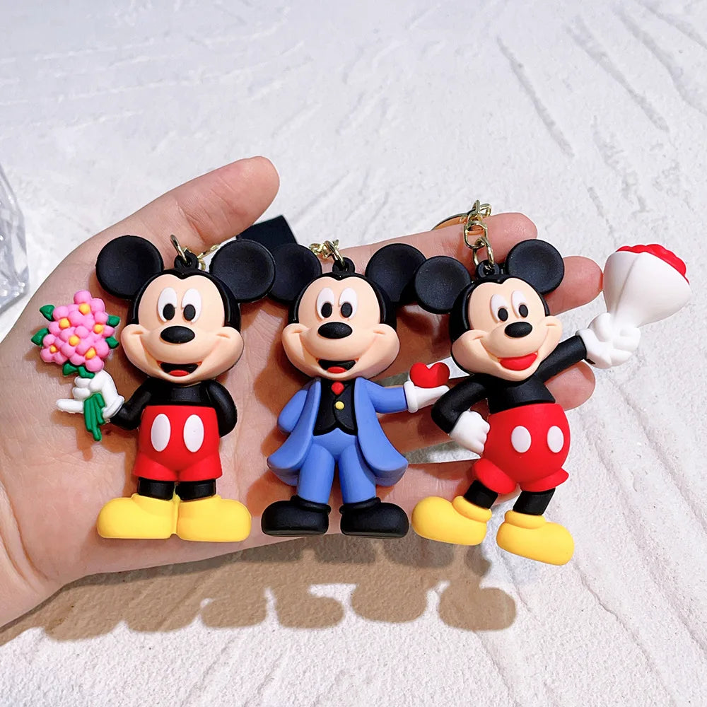 Mickey Minnie PVC Keychain Doll Action Figural Couple Car Key Chain Pendant Hanging Ornaments Wedding Gifts