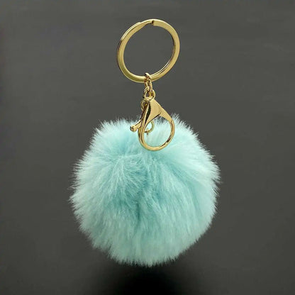 Fluffy Ball Pendant Keychain Artificial Fur Pompom Cute Candy Colors Keyring Charms Jewelry Key Chain Ring for Women Bag Gift