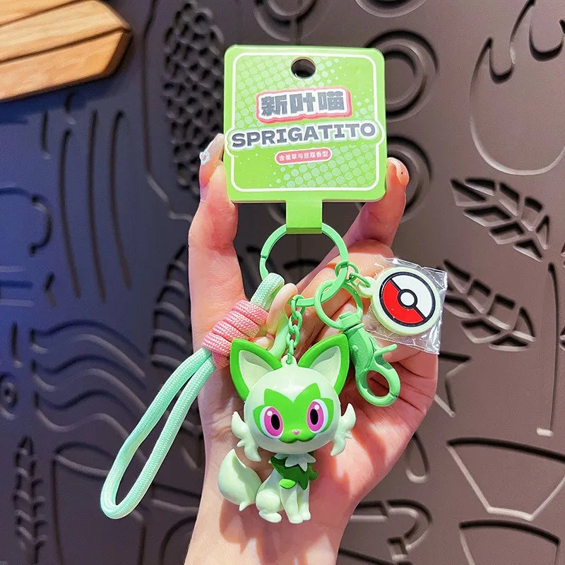 Poké Mon Aromatherapy Keychain Pikachu GENGAR SPRIGATITO SYLVEON FUECOCO QUAXLY Doll Handmade Pendant Children's Toy Gift
