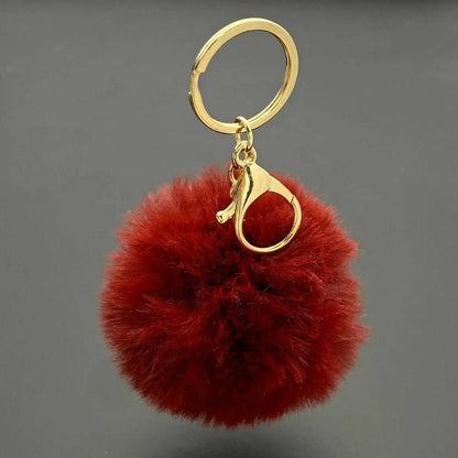 Fluffy Ball Pendant Keychain Artificial Fur Pompom Cute Candy Colors Keyring Charms Jewelry Key Chain Ring for Women Bag Gift