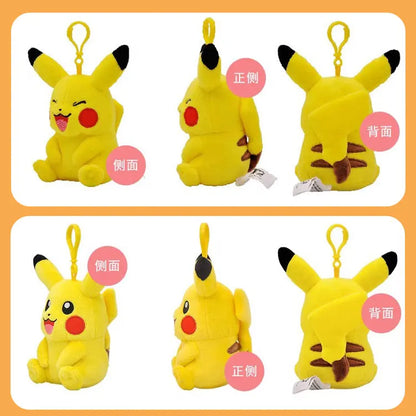 Anime Pokemon Kawaii Pikachu Keychain Eevee Mew Bulbasaur Charmander Snorlax Psyduck Stuffed Toy Cute Plush Keyring Doll Pendant