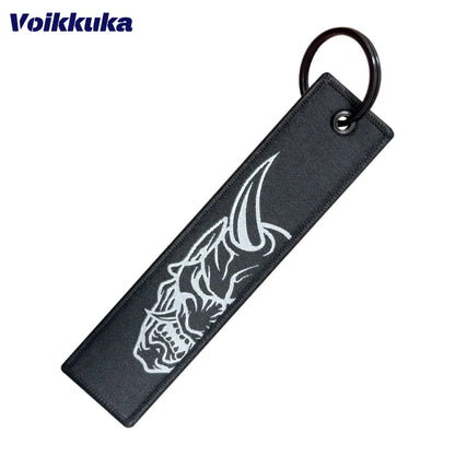 1Pc/2Pcs/3Pcs Set Sale Midnight Club Oni Mask Both Sides Embroidery Patterns Funny Tag Keychain Motorcycle Wholesale