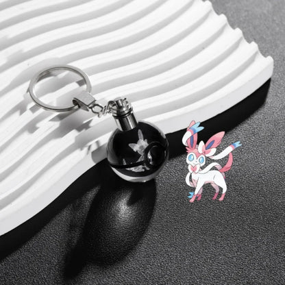 Pokemon Crystal Ball 3D Pikachu Mewtwo Mew Gengar keychain Pokeball Crystal Pokemon Glass Ball Figure Birthday Gift