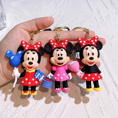 Mickey Minnie PVC Keychain Doll Action Figural Couple Car Key Chain Pendant Hanging Ornaments Wedding Gifts