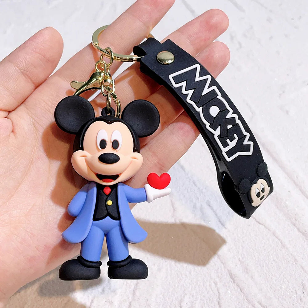 Mickey Minnie PVC Keychain Doll Action Figural Couple Car Key Chain Pendant Hanging Ornaments Wedding Gifts