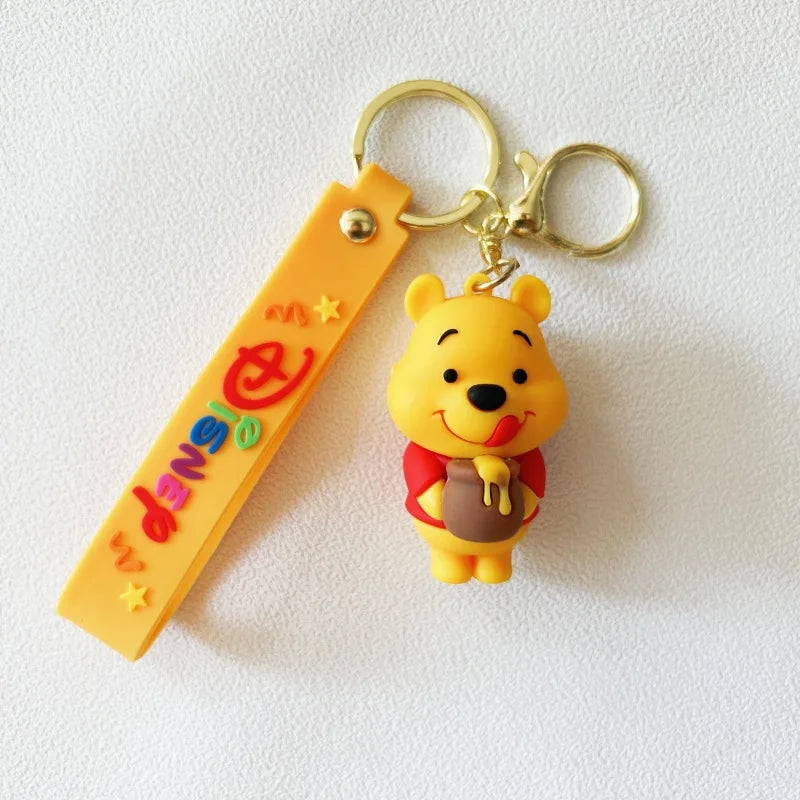 Winnie The Pooh Keychain Cute Bag Decoration Cartoon Couple Silicone Doll Piglet Tigger Eeyore Car Keyring Festival Gifts
