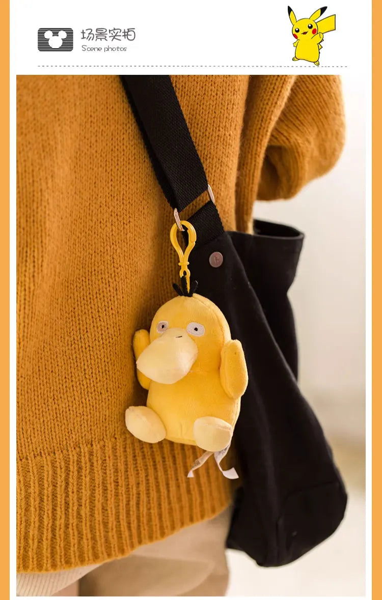 Anime Pokemon Kawaii Pikachu Keychain Eevee Mew Bulbasaur Charmander Snorlax Psyduck Stuffed Toy Cute Plush Keyring Doll Pendant