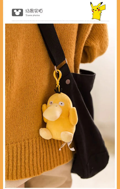 Anime Pokemon Kawaii Pikachu Keychain Eevee Mew Bulbasaur Charmander Snorlax Psyduck Stuffed Toy Cute Plush Keyring Doll Pendant