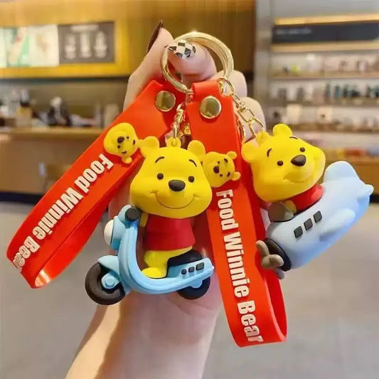 Winnie the Pooh Keychain Cute Winnie the Pooh Silicone Doll Pendant Car Bag Decoration Small Gift Keychain