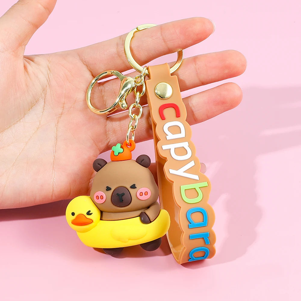 Cute Capybara Keychain Creative Cartoon Animal Pendant For Women Doll Keyring Ornament Car Key Accessories Holiday Gift Jewelry