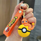 Cute Pokemon Pokeball Keychain Pikachu Eevee Charmander Bulbasaur Psyduck Squirtle 3D PVC Figure Key Ring Bag Pendant Anime Gift