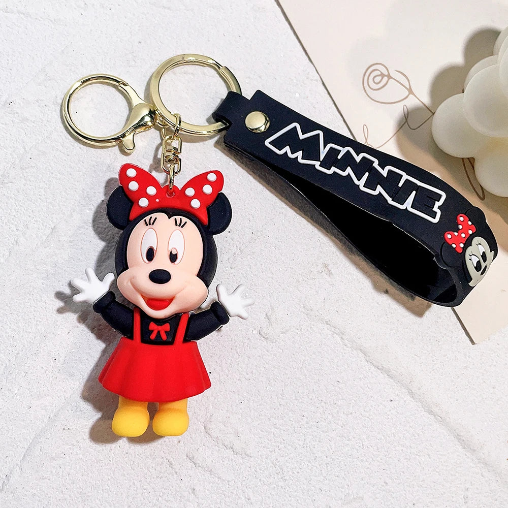 Disney PVC Figure Mickey and Minnie Mouse Keychains Creative Gift Car Metal Key Chain Accessories Gift for Friend