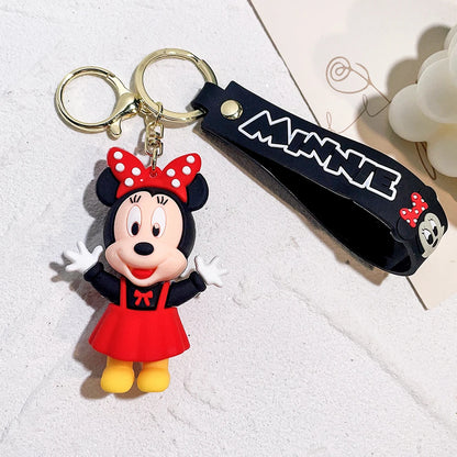 Disney PVC Figure Mickey and Minnie Mouse Keychains Creative Gift Car Metal Key Chain Accessories Gift for Friend