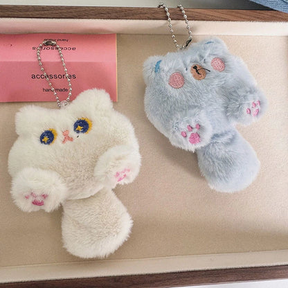 Fluffy Plush Cat Doll Keychain Cute Backpack Bag Pendant Gift For Children Girlfriend