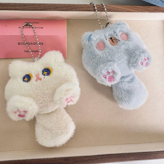 Fluffy Plush Cat Doll Keychain Cute Backpack Bag Pendant Gift For Children Girlfriend