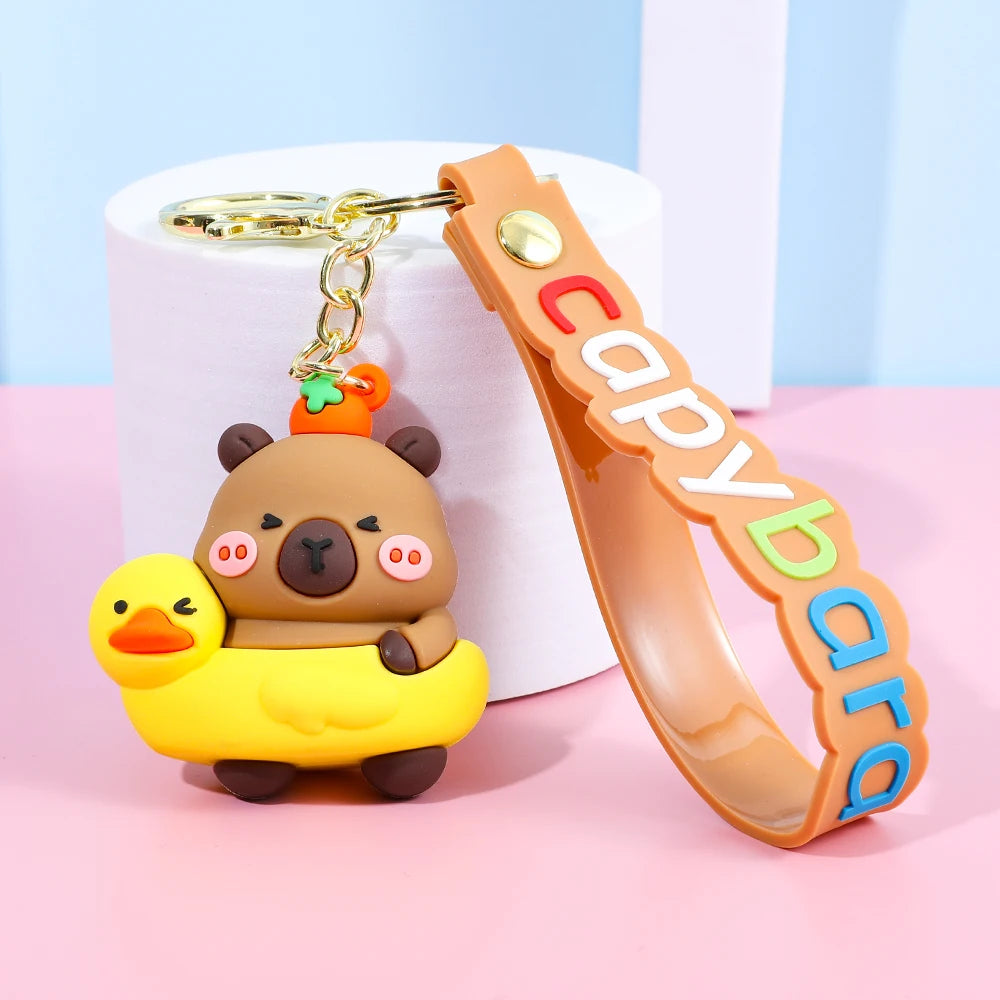 Cute Capybara Keychain Creative Cartoon Animal Pendant For Women Doll Keyring Ornament Car Key Accessories Holiday Gift Jewelry