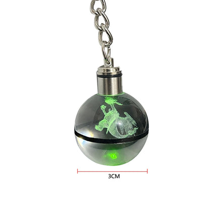 Pokemon Crystal Ball 3D Pikachu Mewtwo Mew Gengar keychain Pokeball Crystal Pokemon Glass Ball Figure Birthday Gift