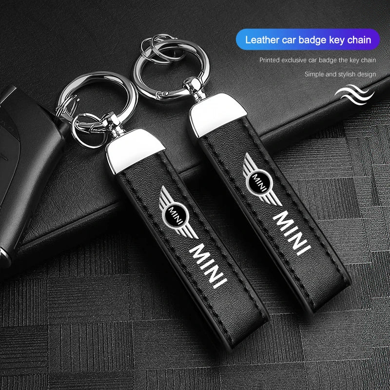 1PC Simple PU Leather Keychain Women Men Car Key Ring Chain For MINI Cooper R56 F56 R50 JCW Cabrio Aceman Countryman Coupe WORKS