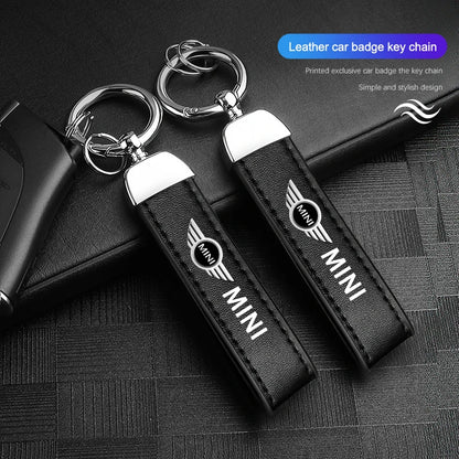 1PC Simple PU Leather Keychain Women Men Car Key Ring Chain For MINI Cooper R56 F56 R50 JCW Cabrio Aceman Countryman Coupe WORKS