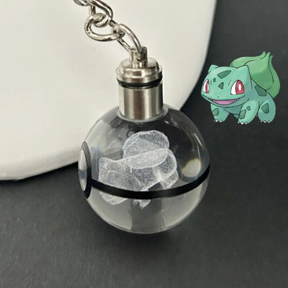Pokemon Crystal Ball 3D Pikachu Mewtwo Mew Gengar keychain Pokeball Crystal Pokemon Glass Ball Figure Birthday Gift
