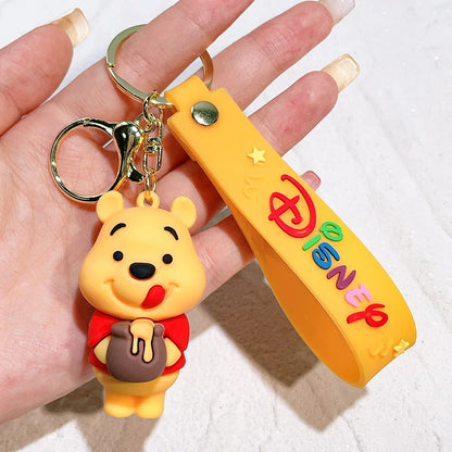 Winnie The Pooh Keychain Cute Bag Decoration Cartoon Couple Silicone Doll Piglet Tigger Eeyore Car Keyring Festival Gifts