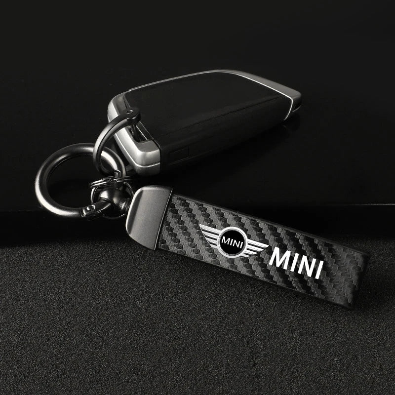 1PC Simple PU Leather Keychain Women Men Car Key Ring Chain For MINI Cooper R56 F56 R50 JCW Cabrio Aceman Countryman Coupe WORKS