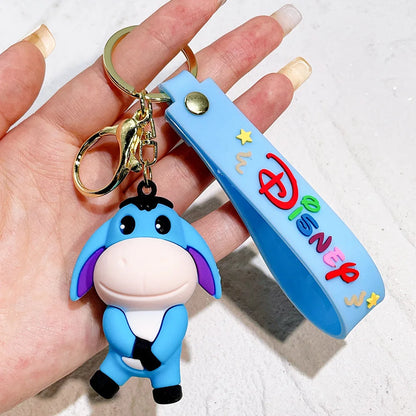 Winnie The Pooh Keychain Cute Bag Decoration Cartoon Couple Silicone Doll Piglet Tigger Eeyore Car Keyring Festival Gifts